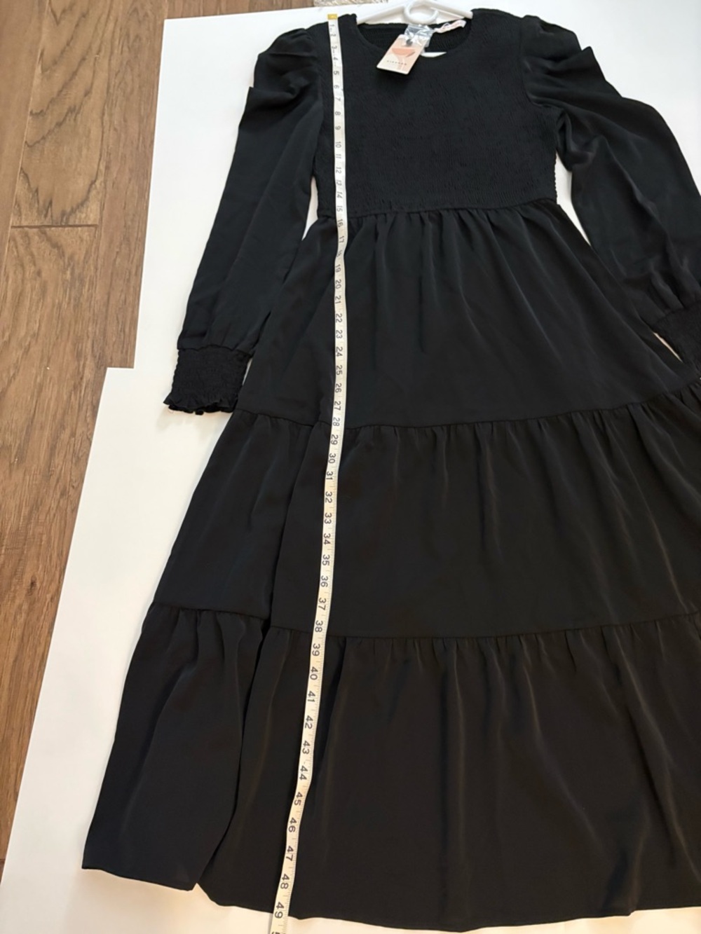 NWT Tiered Black Maxi Dress, Long Sleeve, Size Medium - Picture 7 of 8
